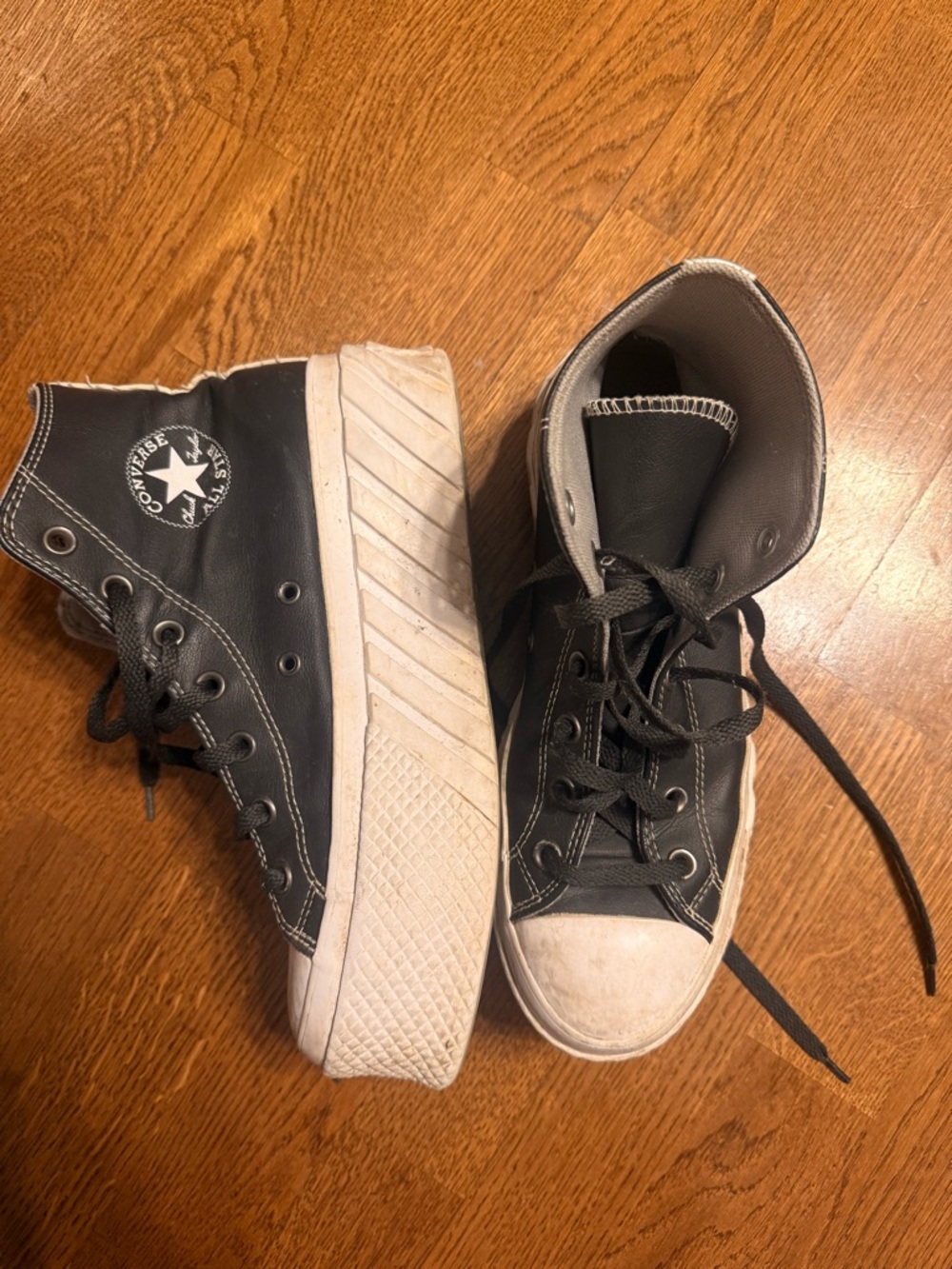 Converse Black and White Platform High-Top Sneakers